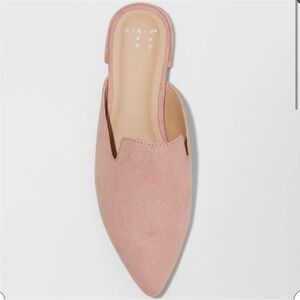 🎀A NEW DAY Blush Pink Velma Velvet Slip On Pointy Toe Mules Size 6.5